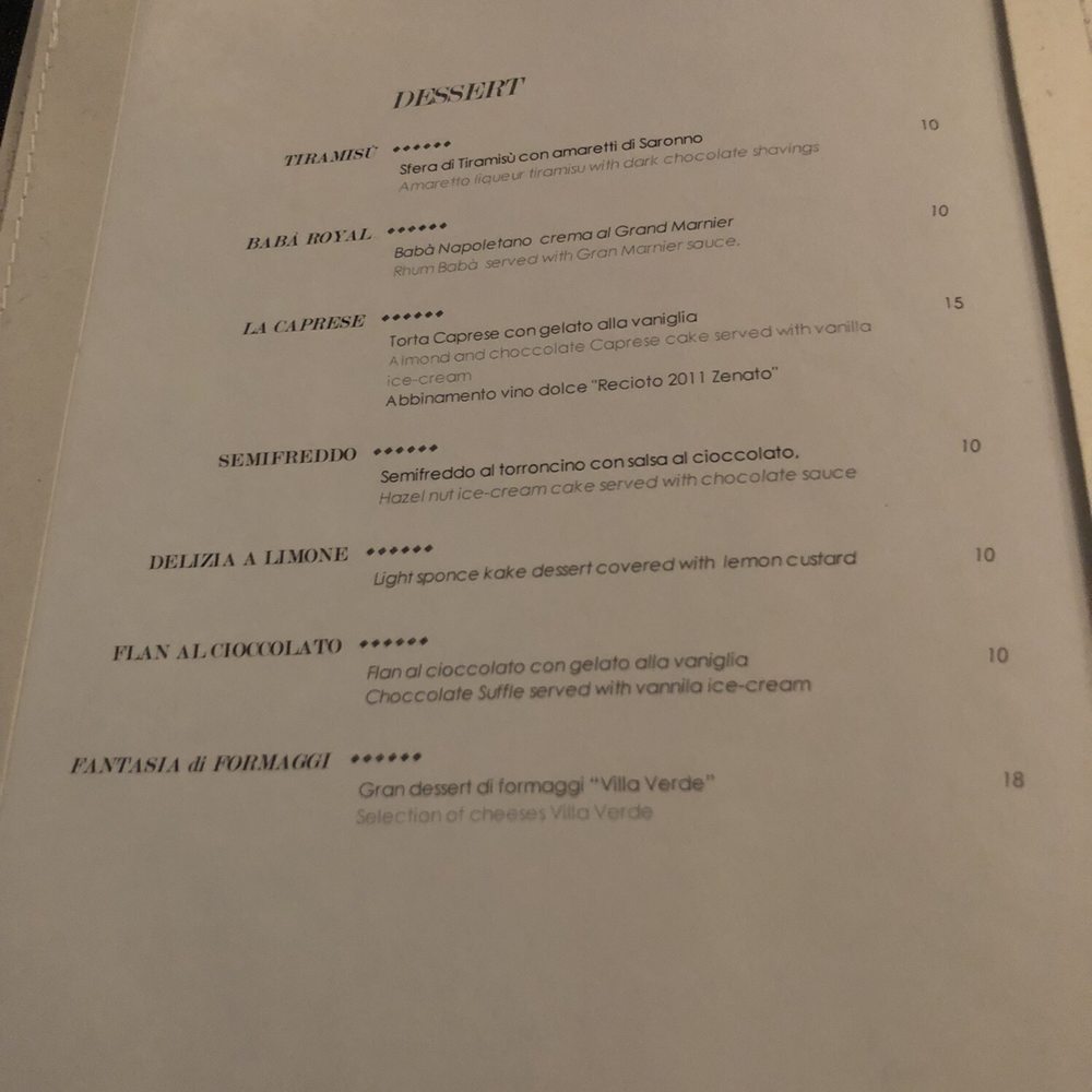 Villaverde - Dessert menu - Italian Near Me - Capri, NA Villaverde - Dessert menu - Italian Near Me - Capri, NA