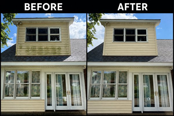 Soft wash - These two houses had mildew and algae and were both gone after a good soft wash Soft wash - These two houses had mildew and algae and were both gone after a good soft wash