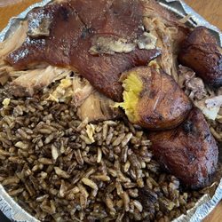Sabor Tipico - Pernil, Platano Maduro, with rice (Moro Negro)