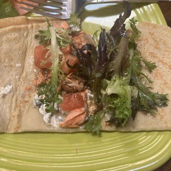 Morning Glory - Inside of crepe. Fork for scale. - Breakfast & Brunch Near Me - Ashland, Oregon