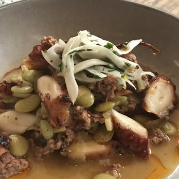 FARM Bluffton - Octopus, Sausage, and Beans. Everything here is great - have them bring this dish out first when you order. - New American Near Me - Bluffton, South Carolina