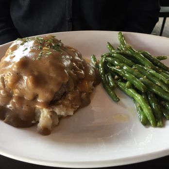 Ivar's River Pub - Chopped steak with garlic mashed potatoes and green beans - American Near Me - San Marcos, Texas Ivar's River Pub - Chopped steak with garlic mashed potatoes and green beans - American Near Me - San Marcos, Texas