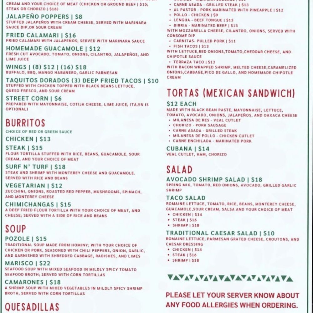 La Terraza - Menu - Mexican Near Me - Oxford, Connecticut La Terraza - Menu - Mexican Near Me - Oxford, Connecticut