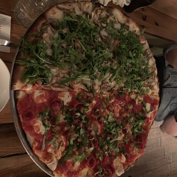 Rubirosa - Half mushroom arugula, half pepperoni pizza - Italian Near Me - New York, New York Rubirosa - Half mushroom arugula, half pepperoni pizza - Italian Near Me - New York, New York