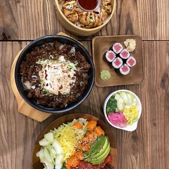 KITCHEN 121 - Grilled Bulgogi hot bowl, combination sushi bowl, Tuna mini rolls & Fried Pork Dumplings - Sushi Bars Near Me - Duluth, Georgia