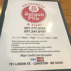 Saigon Pho - Menu
