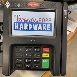 Logo on credit card machine