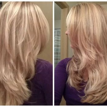 Stylebar Beauty Bar - Before is on the right.  The three pictures on the left are after my second visit.  Love it! - Hair Salons Near Me - Sandpoint, Idaho