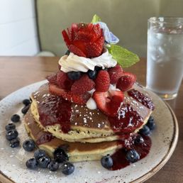 The blueberry berry pancakes were amazing!  The whip cream is definitely a must!!