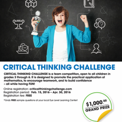 Eye Level Pflugerville - Critical Thinking Challenge!!
May 7th, 2016
Free Registration!
Anyone can join the fun!