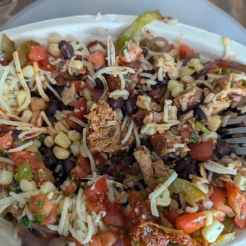 Chipotle Mexican Grill - Less than a dozen cubes of chicken in my bowl it is all rice beans and veggies. - Fast Food Near Me - Stockton, California Chipotle Mexican Grill - Less than a dozen cubes of chicken in my bowl it is all rice beans and veggies. - Fast Food Near Me - Stockton, California