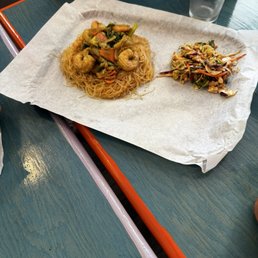 Shrimp w/glass noodles and their slaw (so good!)