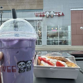 WeeTea - Aurora - Taro milk tea and strawberry & cream croissant - Bubble Tea Near Me - Aurora, Colorado