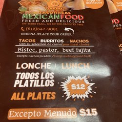 TacoRReal - Menu