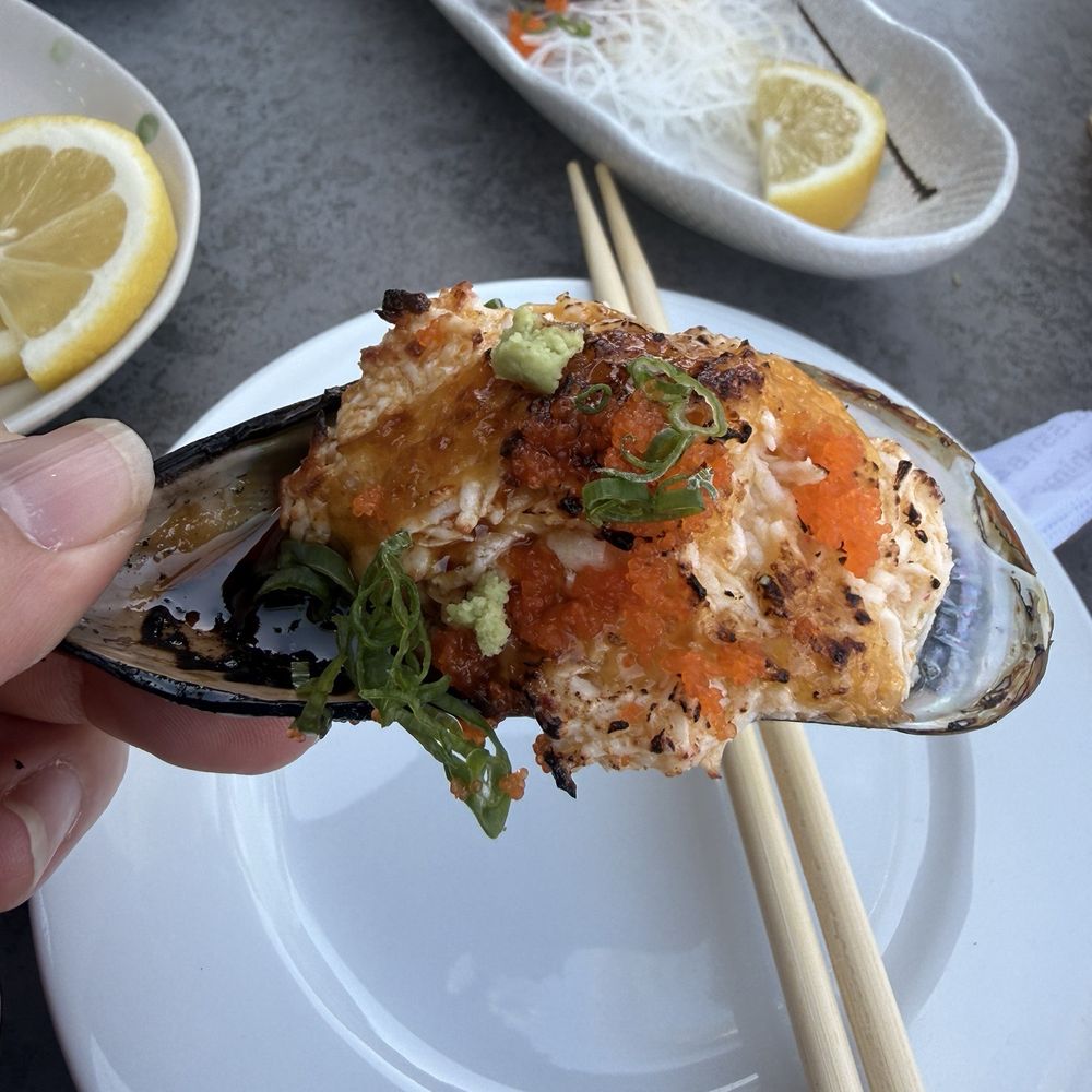 Sushi Mori - Baked green mussels I added a little wasabi - Sushi Bars Near Me - La Jolla, California