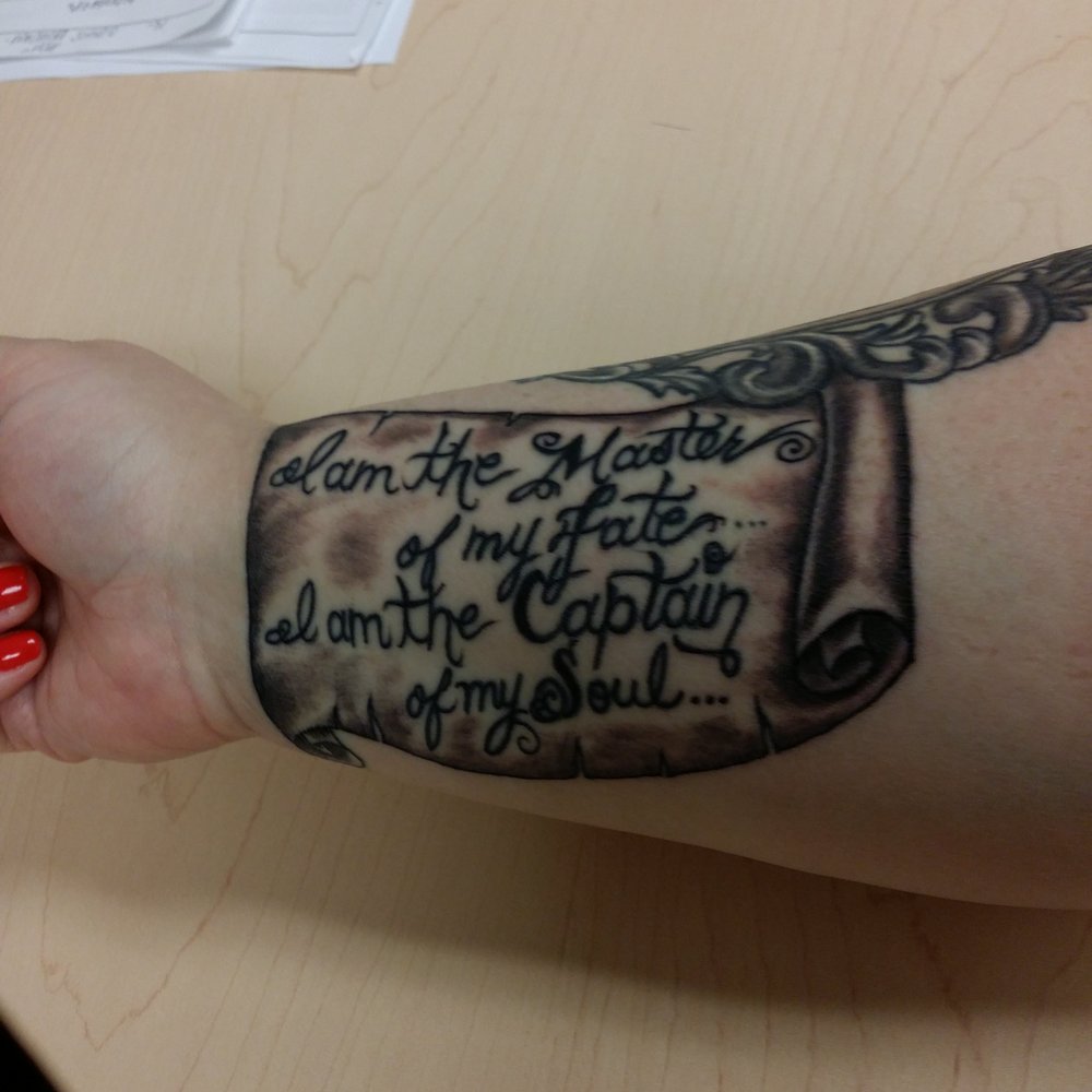 In The Skin Studios - Maya fixed my poem done by a not so good tattoer and added a scroll - Tattoo Near Me - Pasadena, California In The Skin Studios - Maya fixed my poem done by a not so good tattoer and added a scroll - Tattoo Near Me - Pasadena, California