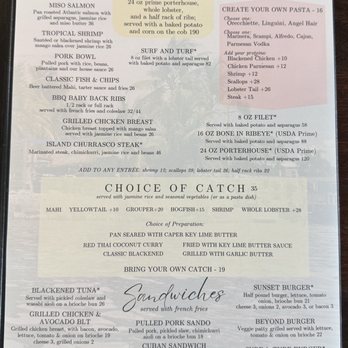 Sundowners - Menu - Seafood Near Me - Key Largo, Florida