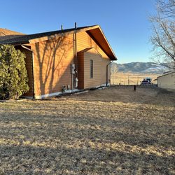 Field’s Tree Service - Several dead/dying cedar bushes were removed. Trees to the left were trimmed back from roof line.