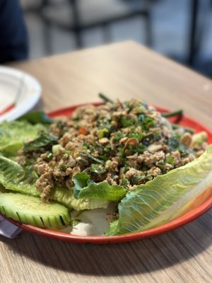 Photo of Spicy Joi Banh Mi-Noodles-Lao Street Food - Concord, CA, US. Chicken laab