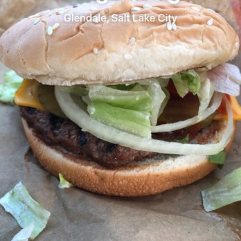 Burger King - a hamburger with lettuce and onions - Fast Food Near Me - Salt Lake City, Utah