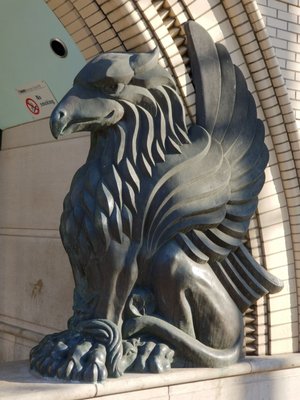 Photo of Toronto Public Library - Toronto, ON, CA. Statue at entrance