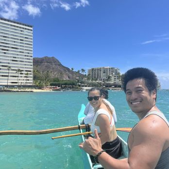 Kapua Wa‘a Experiences - Picture on the canoe with diamond Head in the background - Boat Tours Near Me - Urban Honolulu, Hawaii