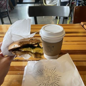 Tree City Coffee & Pastry - Dry AF feta, spinach, and egg bagel sandwich. - Coffee & Tea Near Me - Kent, Ohio Tree City Coffee & Pastry - Dry AF feta, spinach, and egg bagel sandwich. - Coffee & Tea Near Me - Kent, Ohio