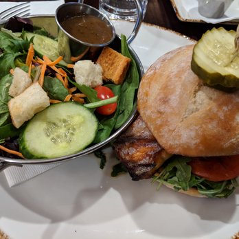 The Tap Room - Salmon Sandwich with the house salad - Beer, Wine & Spirits Near Me - Pittsburgh, Pennsylvania
