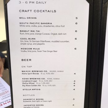 Basalt - Happy Hour Menu - New American Near Me - Honolulu, Hawaii Basalt - Happy Hour Menu - New American Near Me - Honolulu, Hawaii