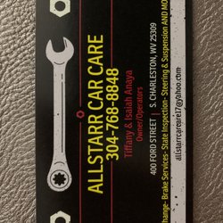Allstarr Car Care - Business card with shop info