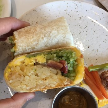 KIT Coffee - Breakfast burrito with egg, hash brown, bacon, cheese and cilantro rice. No complaints with this at all - Coffee & Tea Near Me - Newport Beach, California