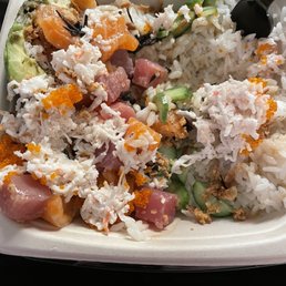 Make your own with salmon and tuna, avocado, masago, other stuff and the classic sauce with white rice