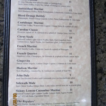 Sidewalk Bistro - Cocktail Menu - French Near Me - Piermont, New York