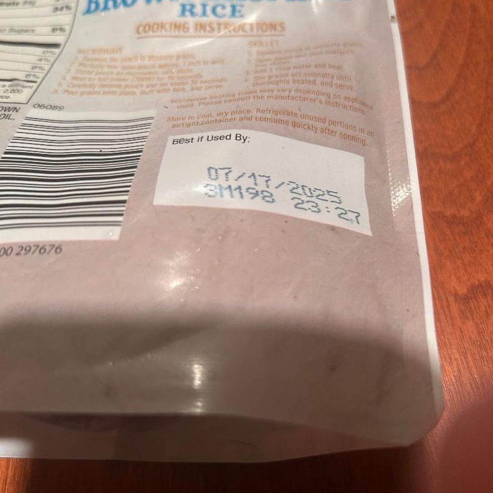 a bag of brown basmati on a table