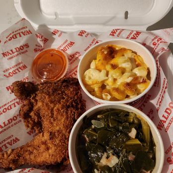 Waldo's Chicken & Beer - Fried 1/4 Chicken Plate, 1/4 Dark, Collard Greens, Mac 'N Cheese, Rooster Sauce - Southern Near Me - Franklin, Tennessee Waldo's Chicken & Beer - Fried 1/4 Chicken Plate, 1/4 Dark, Collard Greens, Mac 'N Cheese, Rooster Sauce - Southern Near Me - Franklin, Tennessee