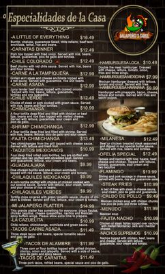 Menu photo 2 Jalapeños Grill Hill City, KS