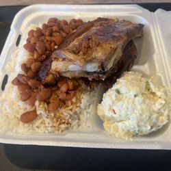 Don Criollo Bakery & Restaurant - Pork white rice beans and potato salad