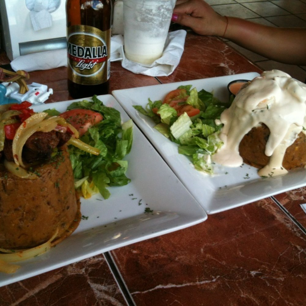 La Ceiba - Mofongo with two types of sauce! - Seafood Near Me - Coamo, Puerto Rico La Ceiba - Mofongo with two types of sauce! - Seafood Near Me - Coamo, Puerto Rico