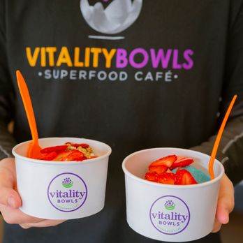 Vitality Bowls - two bowls of fruit and yogurt - Acai Bowls Near Me - Harrison, New Jersey Vitality Bowls - two bowls of fruit and yogurt - Acai Bowls Near Me - Harrison, New Jersey