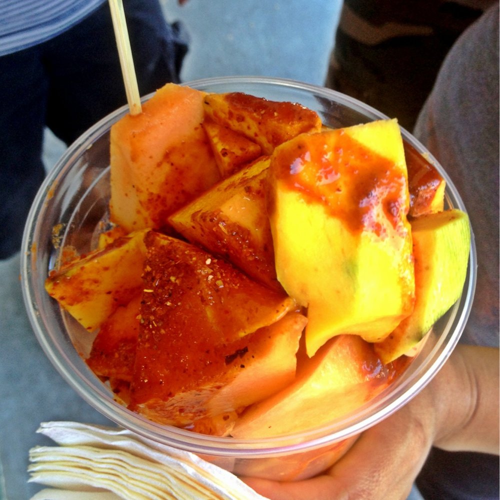 All Natural - Mango and Cantaloupe with Chili Sauce - Street Vendors Near Me - Gilroy, California