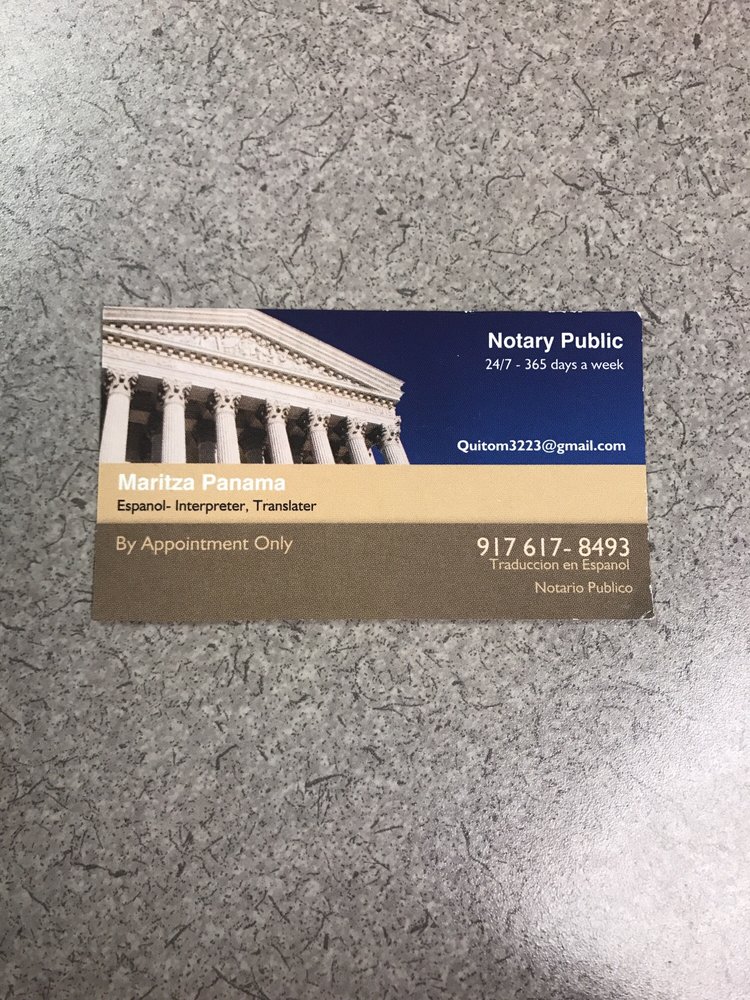 MARITZA PANAMA Queens, New York Notaries Phone Number Yelp