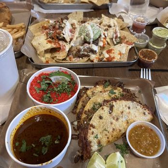 Buena Vida - Quesa Birra and Trompo Pastor (nacho instead of fries) - Tacos Near Me - Fort Worth, Texas