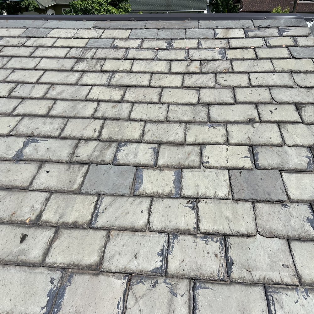 Three Brothers Roofing Company, Slate, Flat Roof Repair NJ - Slate tiles put back in place - Roofing Near Me - Palisades Park, New Jersey