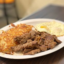 The Nook Breakfast Spot - THE NOOK MARINATED STEAK & EGGS - actually really good steak