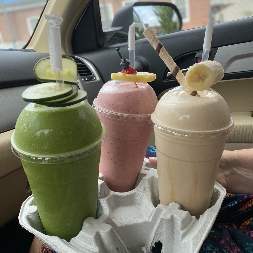 Coffee Muscle Builder Smoothie, Green Mr. Mangos Smoothie, Sensation Smoothie Coffee Muscle Builder Smoothie, Green Mr. Mangos Smoothie, Sensation Smoothie