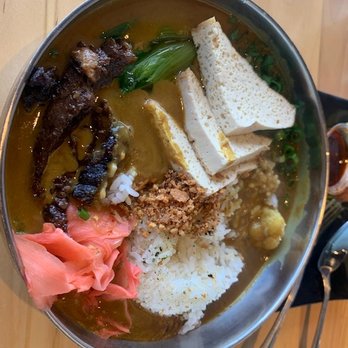 Ima Noodles - Golden Curry bowl with roasted tofu and ginger beef added. - Noodles Near Me - Madison Heights, Michigan
