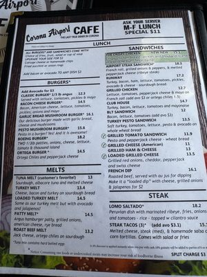 Menu photo 3 Corona Airport Cafe Corona, CA