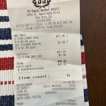99 Ranch Market - Receipt - Seafood Markets Near Me - Van Nuys, California 99 Ranch Market - Receipt - Seafood Markets Near Me - Van Nuys, California