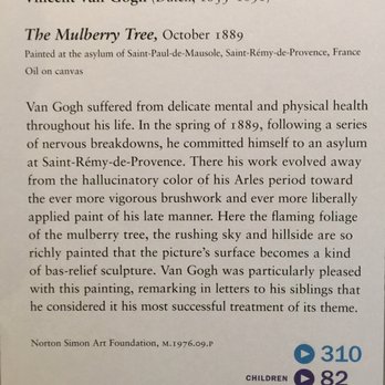Norton Simon Museum - Vincent van Gogh (Dutch, 1853-1890) The Mulberry Tree, October 1889 - Art Museums Near Me - Pasadena, California