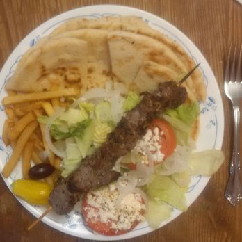 Athens Grill - Lamb Souvalki Platter - Plated - Greek Near Me - Gaithersburg, Maryland